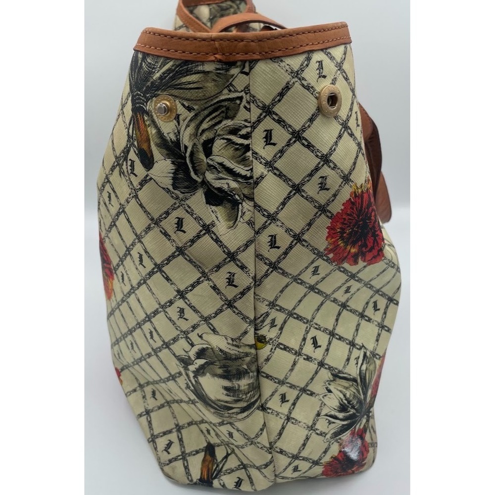 L.A.M.B. Gwen Stefani Calligraphy Roses Large Tote Bag Floral Monogram Y2K - Picture 9 of 15